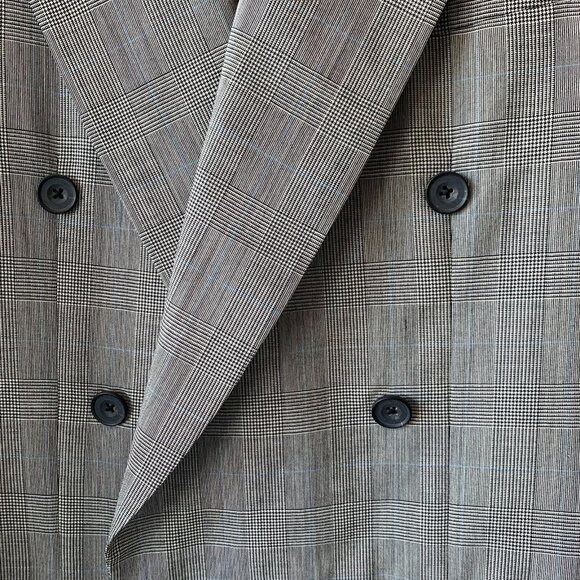 Vintage Norman Hilton Double Breasted Blazer Peak Lapel Wool Windowpane USA made - Picture 5 of 10